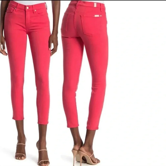 7 for all Mankind Women's Size 26 Slim Ankle Givenevere Jeans Red Stretchy Pant - Picture 1 of 12